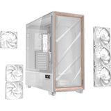Antec Flux PRO Full Tower PC Case with Tempered Glass, White/Wood, 6 Pre-Installed Fans, USB Type-C, E-ATX/ATX/mATX/mITX Compatibility