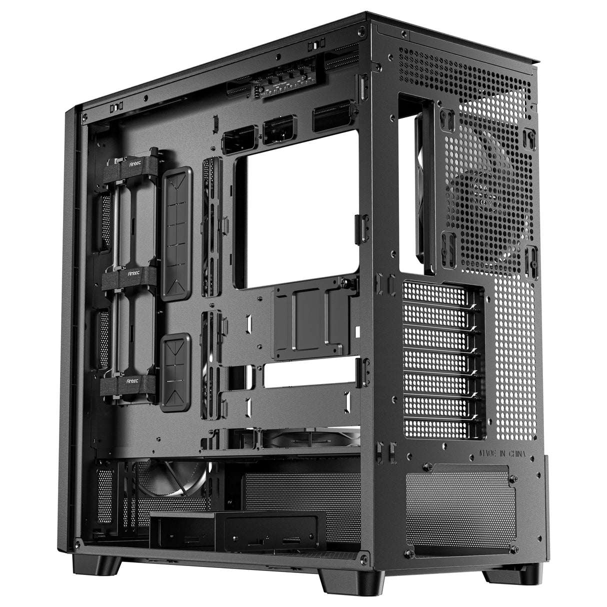 Antec Flux SE Full Tower PC Case with Solid Side Panel, Black/Wood, 5x Pre-Installed Fans, USB Type-C, E-ATX/ATX/mATX/mITX Compatibility