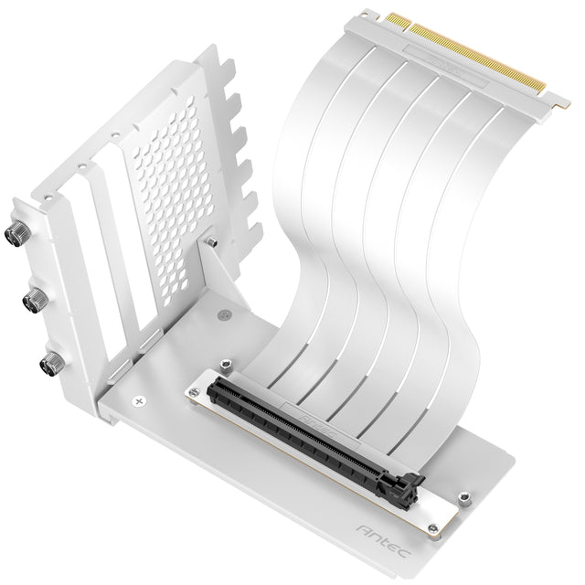 Antec RTX50 PCIe 5.0 Riser Cable with 90 degree Bracket Mount, White, Designed To Allow Vertical Mounting Of A Graphics Card
