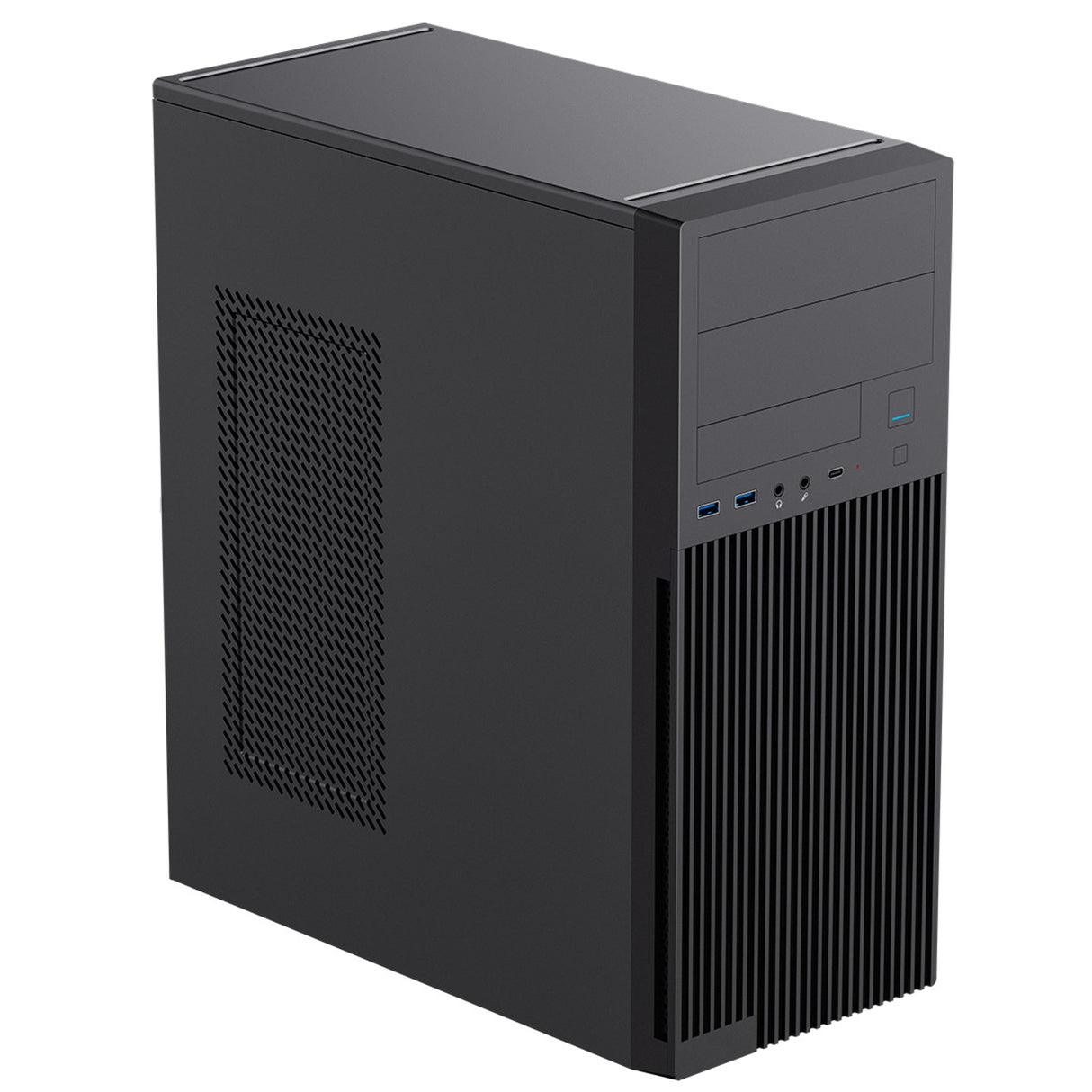 CiT Academy Mid-Tower Office PC Case With USB Type C and 80mm Rear Black Fan and 500W Power Supply Included