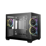 DeepCool CG330 3F ARGB Dual-Chamber Micro-ATX Tower Case, Tempered Glass Panels, 3 x 120mm ARGB Fans, USB 3.0, ITX/Micro-ATX, Black