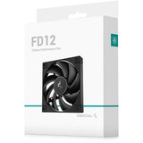 DeepCool FD12 120mm PWM Case Fan, High Airflow, Low Noise, Hydro Bearing, Daisy-Chain 8-Pin Connector, Black, Single Pack