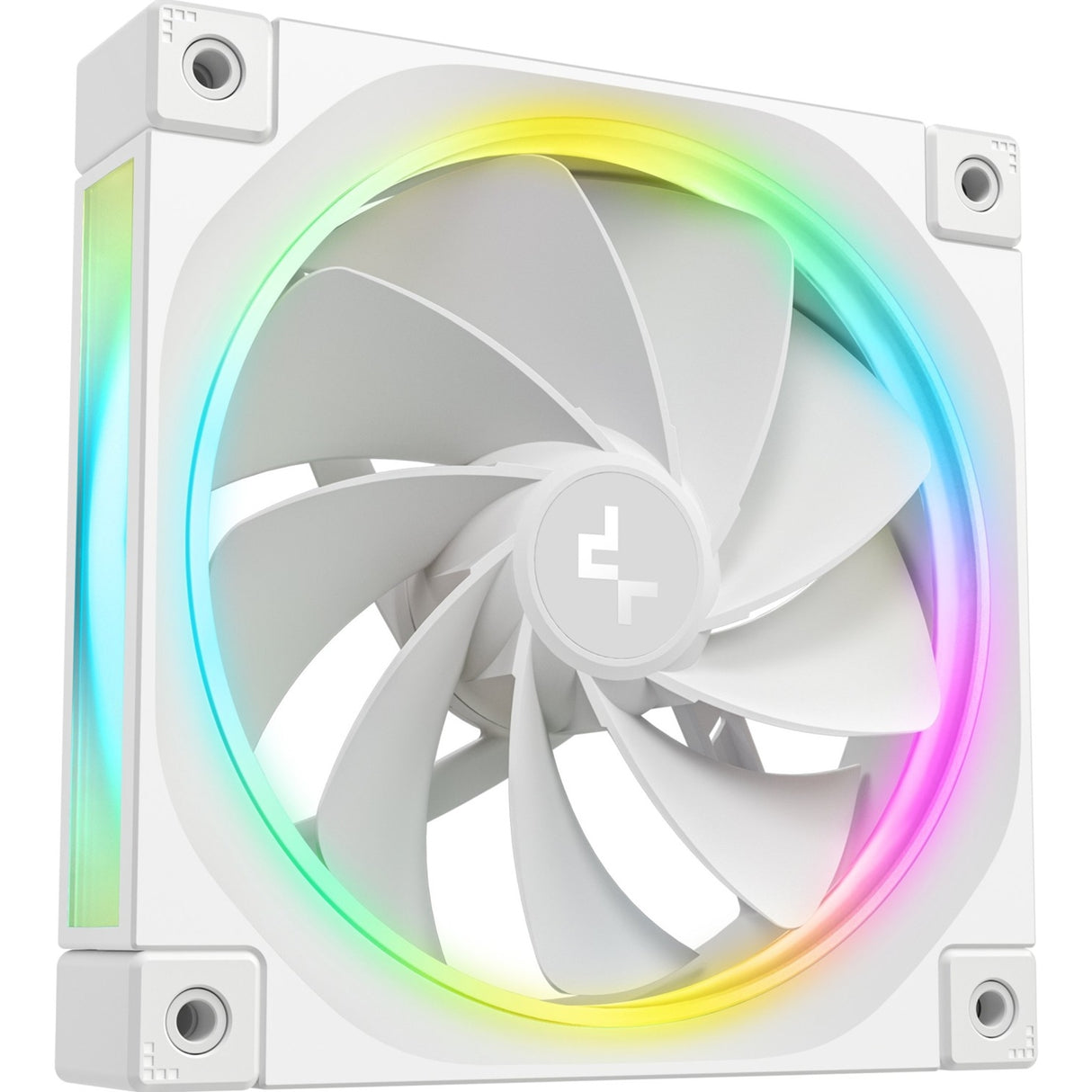 DeepCool FL12 120mm PWM 3 Pack Reverse White Fan - High Performance, Low Noise, Fluid Dynamic Bearing, 36 ARGB LEDs, 500-2150 RPM, 55 CFM Airflow, 4-Pin PWM Control