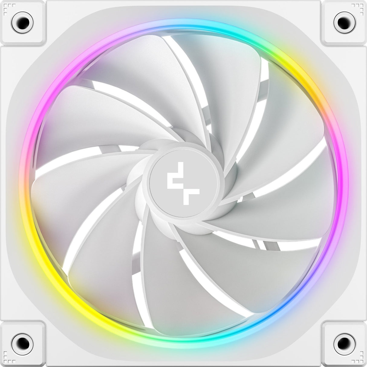 DeepCool FL12 120mm PWM 3 Pack Reverse White Fan - High Performance, Low Noise, Fluid Dynamic Bearing, 36 ARGB LEDs, 500-2150 RPM, 55 CFM Airflow, 4-Pin PWM Control