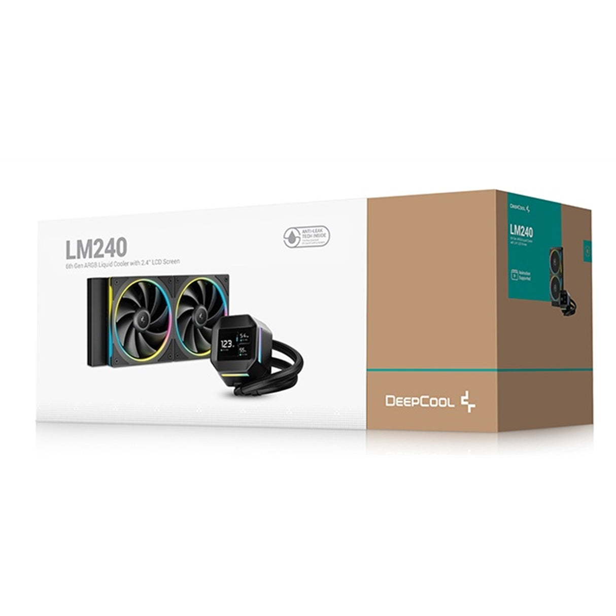 DeepCool LM240 Liquid CPU Cooler with 2.4" IPS Display, 240mm AIO, Dual 120mm ARGB Fans, Anti-Leak Technology, PWM Pump, Intel LGA 1851/1700 & AMD AM5 Compatible, Black
