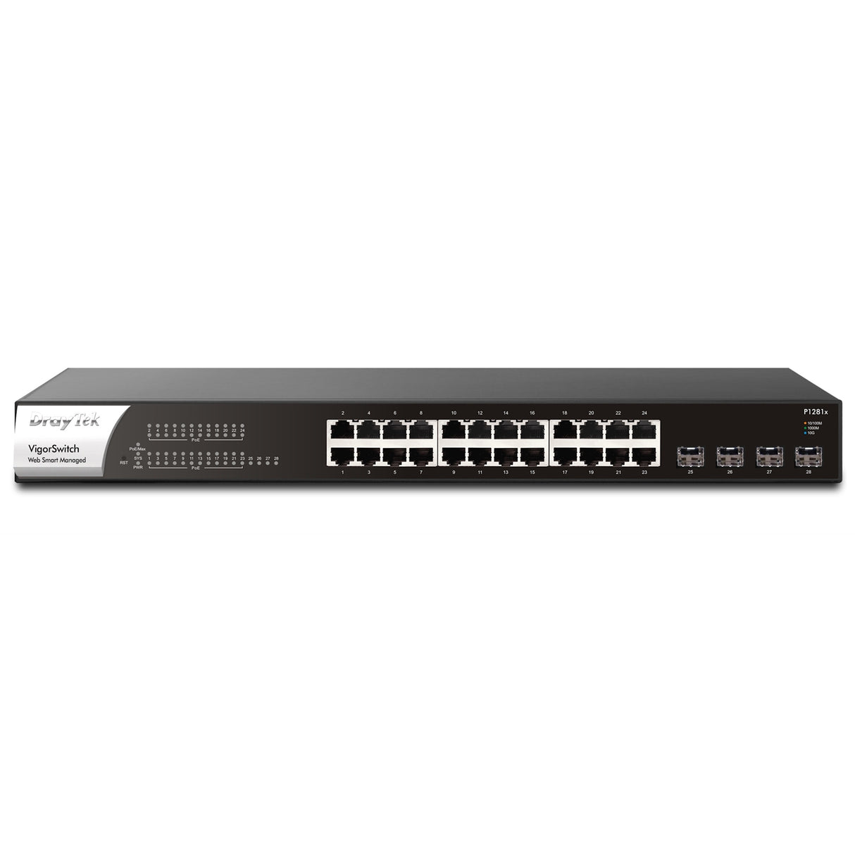 DrayTek VSP1281X-K VigorSwitch P1281x 24 Port Gigabit POE Smart Managed Switch with 4x 10GbE SFP Ports