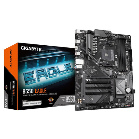 Gigabyte B550 EAGLE AMD AM4 Socket Motherboard, ATX, 4x DDR4 Slots, 2x M.2 Sockets, GbE LAN, 1x HDMI Port