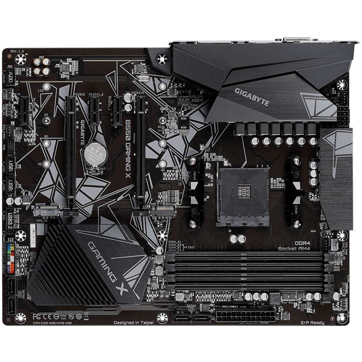 Gigabyte B550 GAMING X V2 AMD AM4 Socket Motherboard, ATX, 4x DDR4 Slots, 2x M.2 Sockets, Fitted I/O Shield, GbE LAN, 1x DVI-D / 1x HDMI Port