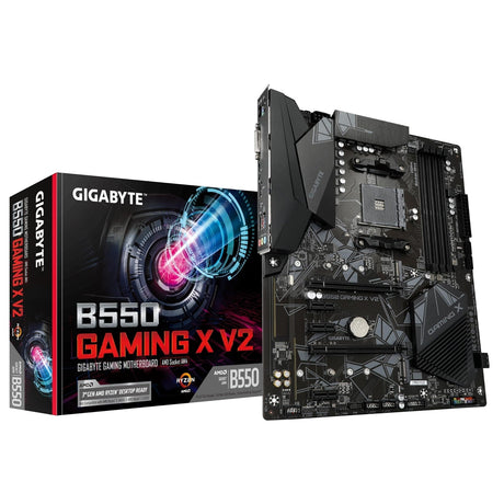 Gigabyte B550 GAMING X V2 AMD AM4 Socket Motherboard, ATX, 4x DDR4 Slots, 2x M.2 Sockets, Fitted I/O Shield, GbE LAN, 1x DVI-D / 1x HDMI Port