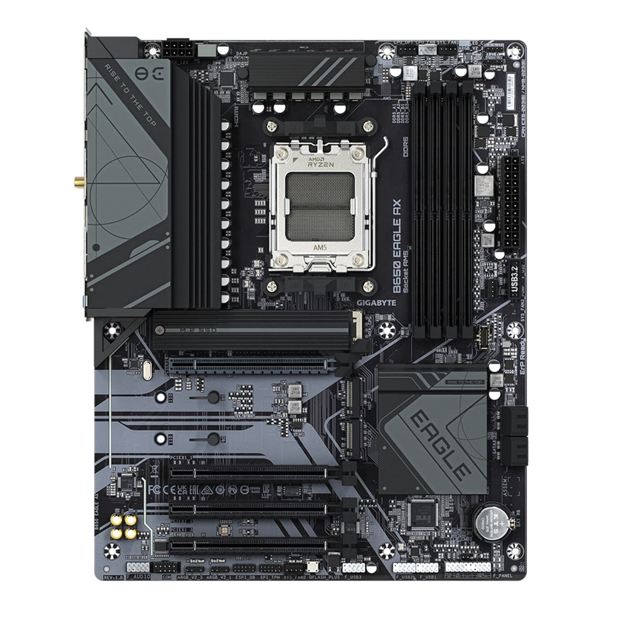 Gigabyte B650 EAGLE AX AMD AM5 Socket Motherboard, ATX, 4x DDR5 Slots, 3x M.2 Sockets, Fitted I/O Shield, GbE LAN, Wi-Fi 6E, 1x DisplayPort / 1x HDMI Port