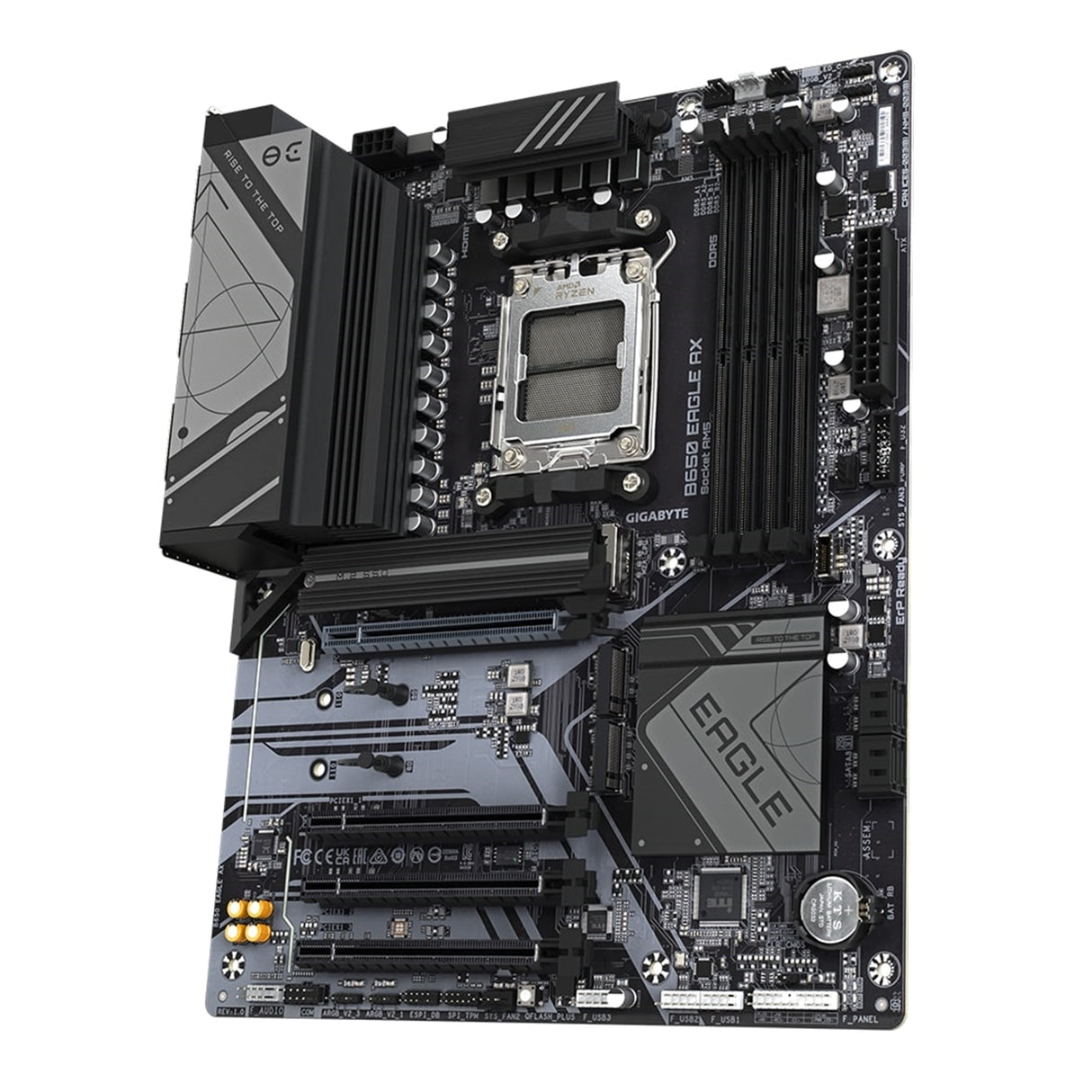 Gigabyte B650 EAGLE AX AMD AM5 Socket Motherboard, ATX, 4x DDR5 Slots, 3x M.2 Sockets, Fitted I/O Shield, GbE LAN, Wi-Fi 6E, 1x DisplayPort / 1x HDMI Port
