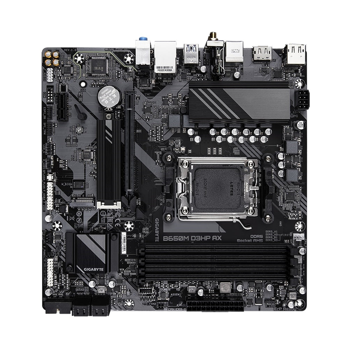 Gigabyte B650M D3HP AX Ultra Durable AMD AM5 Socket Motherboard, Micro-ATX, 4x DDR5 Slots, 2x M.2 Sockets, 2.5GbE LAN, Wi-Fi 6E, 2x DisplayPorts / 1x HDMI Port
