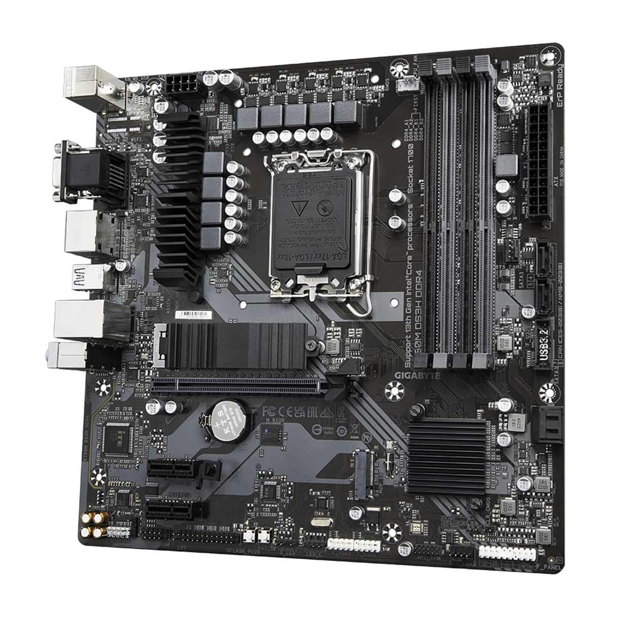 Gigabyte B760M DS3H DDR4 Ultra Durable Intel 1700 Socket Motherboard, Micro-ATX, 4x DDR4 Slots, 2x M.2 Sockets, 2.5GbE LAN, 1x D-Sub / 2x DisplayPorts / 1x HDMI Port