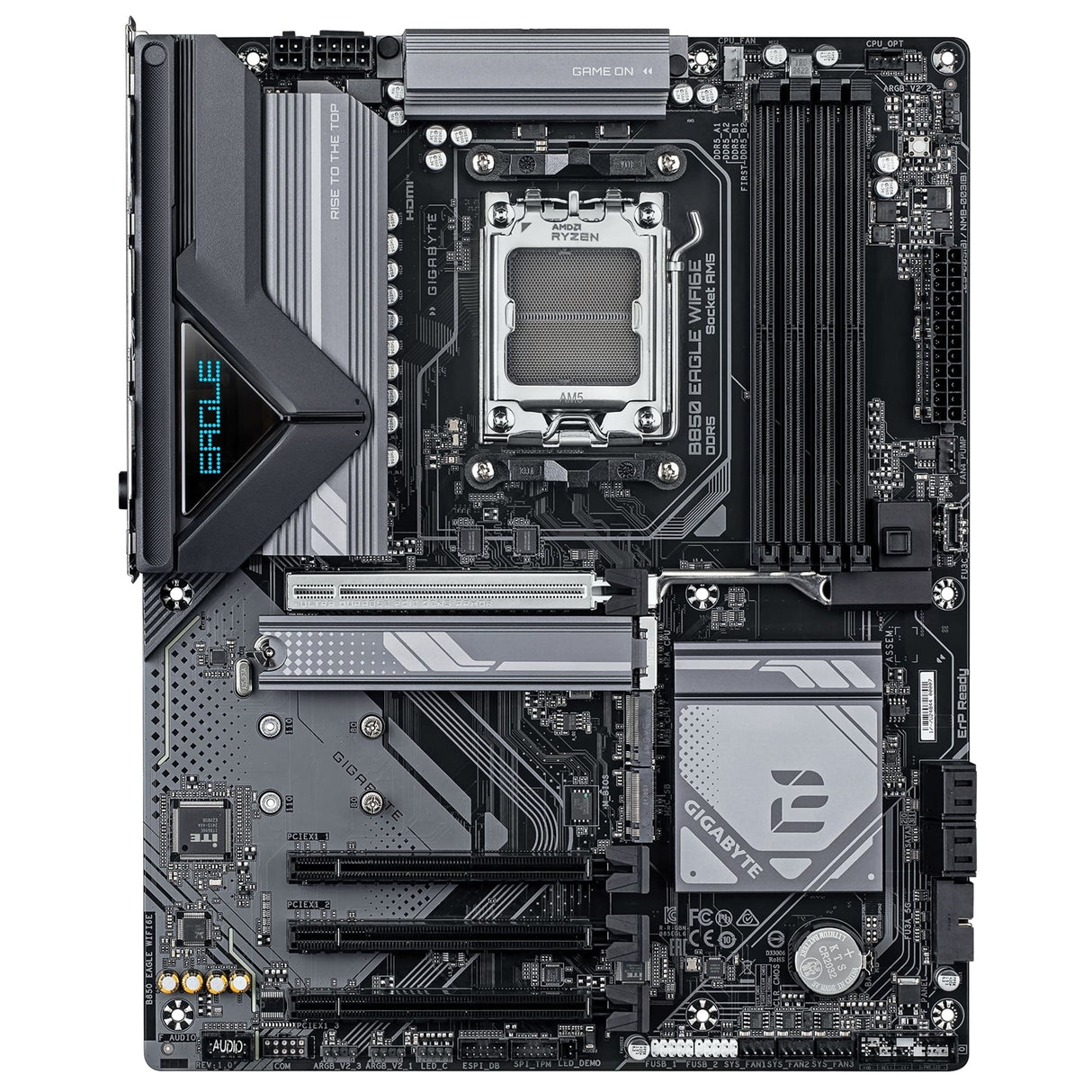 Gigabyte B850 EAGLE WIFI6E AMD AM5 Socket Motherboard, ATX, 4x DDR5 Slots, 3x M.2 Sockets, Fitted I/O Shield, GbE LAN, Wi-Fi 6E, 1x DisplayPort / 1x HDMI Port