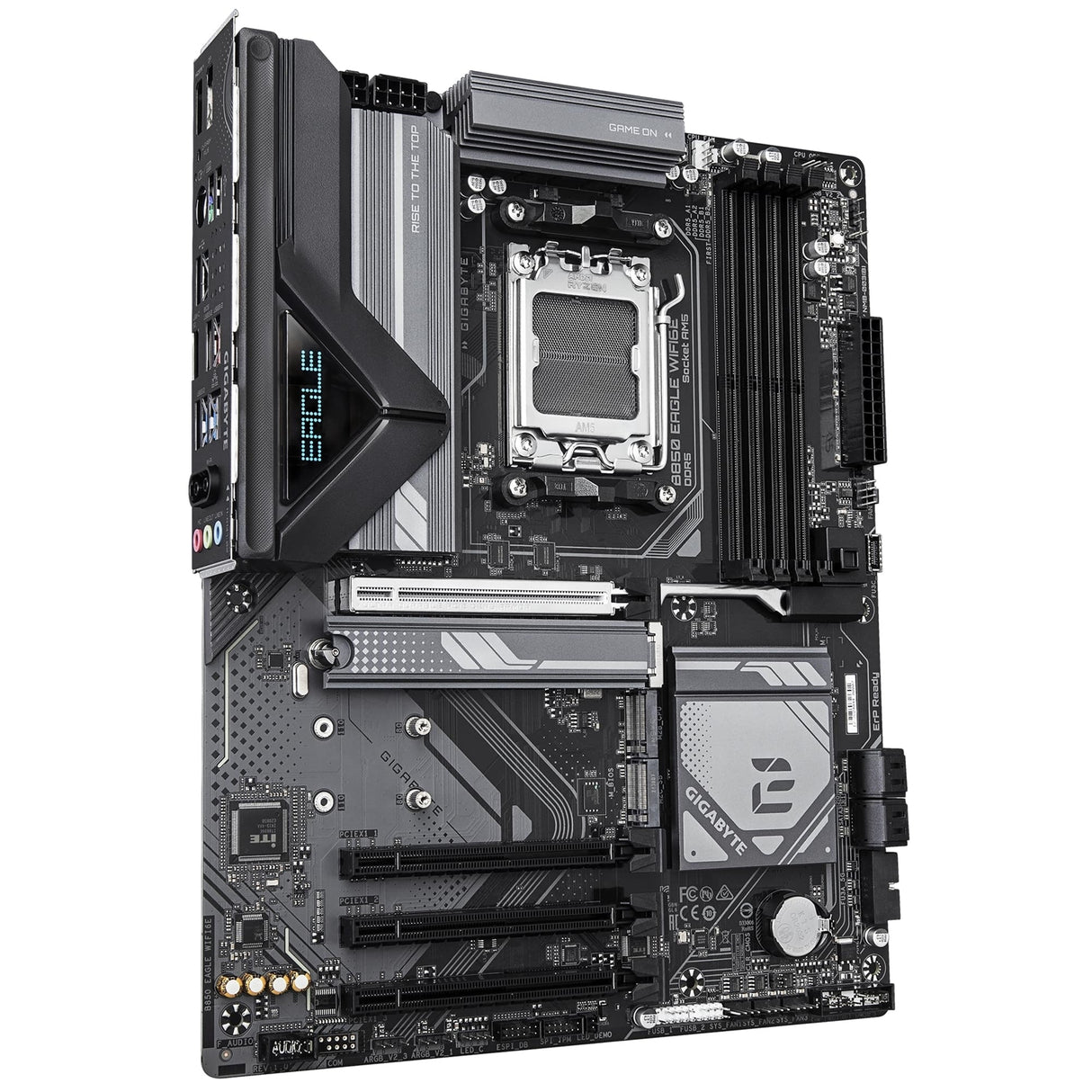 Gigabyte B850 EAGLE WIFI6E AMD AM5 Socket Motherboard, ATX, 4x DDR5 Slots, 3x M.2 Sockets, Fitted I/O Shield, GbE LAN, Wi-Fi 6E, 1x DisplayPort / 1x HDMI Port