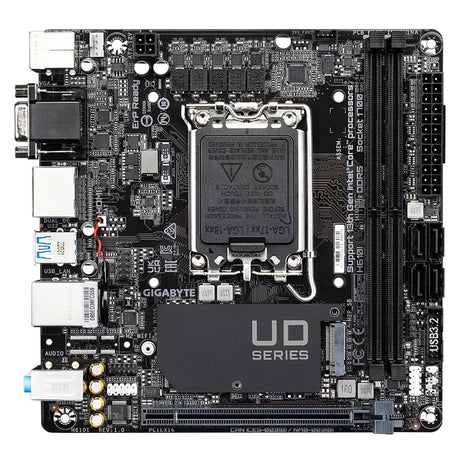 Gigabyte H610I Intel 1700 Socket Motherboard, Mini-ITX, 2x DDR5 Slots, 1x M.2 Socket, GbE LAN, 1x D-Sub / 2x DisplayPort / 1x HDMI Port