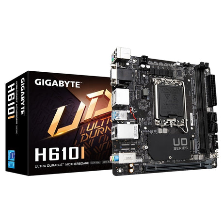 Gigabyte H610I Intel 1700 Socket Motherboard, Mini-ITX, 2x DDR5 Slots, 1x M.2 Socket, GbE LAN, 1x D-Sub / 2x DisplayPort / 1x HDMI Port