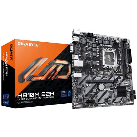 Gigabyte H810M S2H Intel 1851 Socket Motherboard, Micro-ATX, 2x DDR5 Slots, 1x M.2 Socket, GbE LAN, 1x D-Sub / 1x DisplayPort / 1x HDMI Port