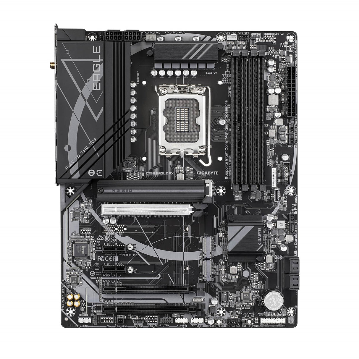 Gigabyte Z790 EAGLE AX Intel 1700 Socket Motherboard, ATX, 4x DDR5 Slots, 3x M.2 Sockets, Fitted I/O Shield, 2.5GbE LAN, Wi-Fi 6E, 1x DisplayPort / 1x HDMI Port