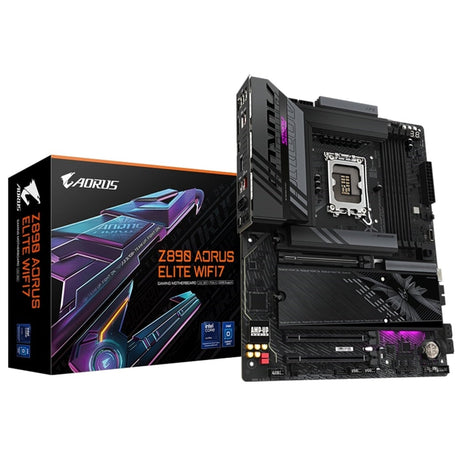 Gigabyte Z890 AORUS ELITE WIFI7 Intel 1851 Socket Motherboard, ATX, 4x DDR5 Slots, 4x M.2 Sockets, Fitted I/O Shield, 2.5GbE LAN, Wi-Fi 7, 1x DisplayPort / 1x USB-C (USB4)