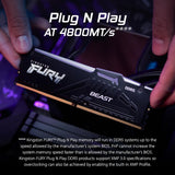 Kingston FURY Beast KF560C36BBE2AK2-32 32GB (2x 16GB) DIMM System Memory, 6000MHz, DDR5, CL36, Black, RGB, Intel XMP, AMD EXPO