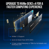 PNY CS1030 (M280CS1030-250-RB) 250GB SSD, PCIe Gen3 x4 Interface,Max Read 2500MB/s, MaxWrite 1100MB/s, 5 Year Limited Warranty
