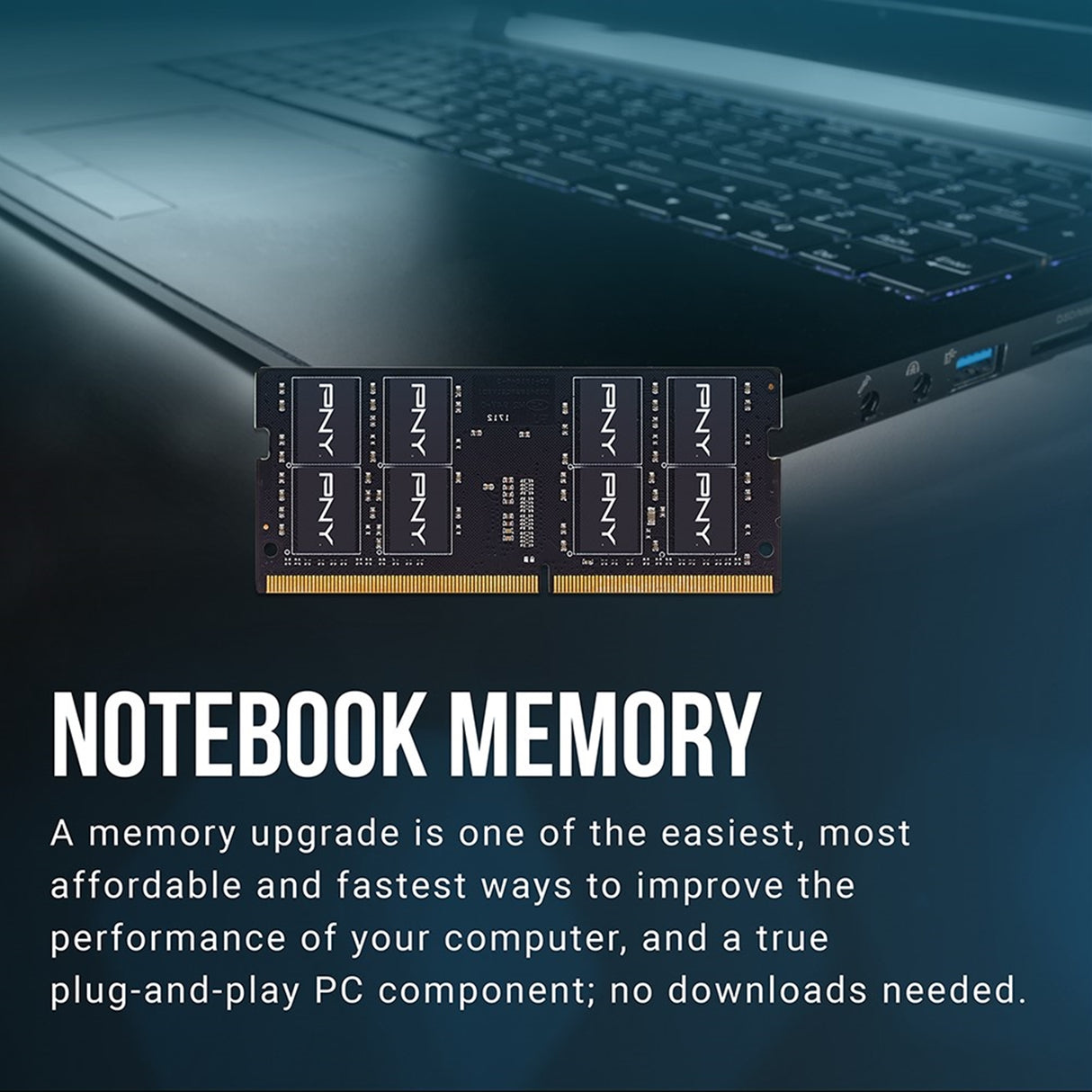 PNY Performance MN16GSD43200-SI 16GB (1x 16GB) SODIMM System Memory, 3200MHz, DDR4, CL22