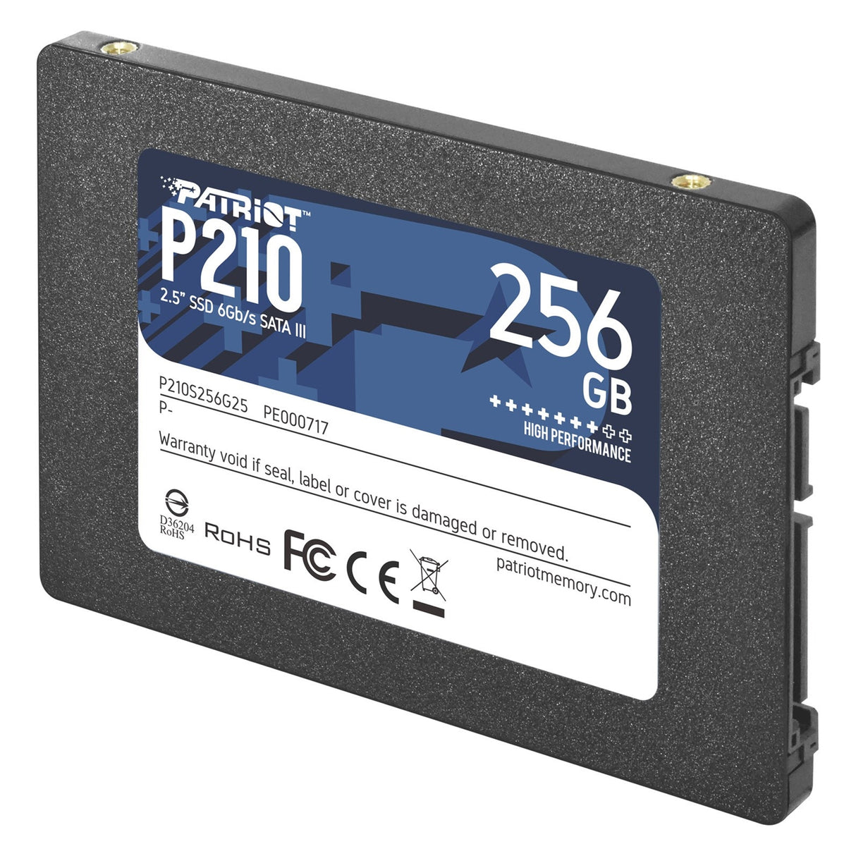 Patriot P210 (P210S256G25) 256GB 2.5 Inch SSD, Sata 3 Interface, Read 500MB/s, Write 400MB/s, 3 Year Warranty