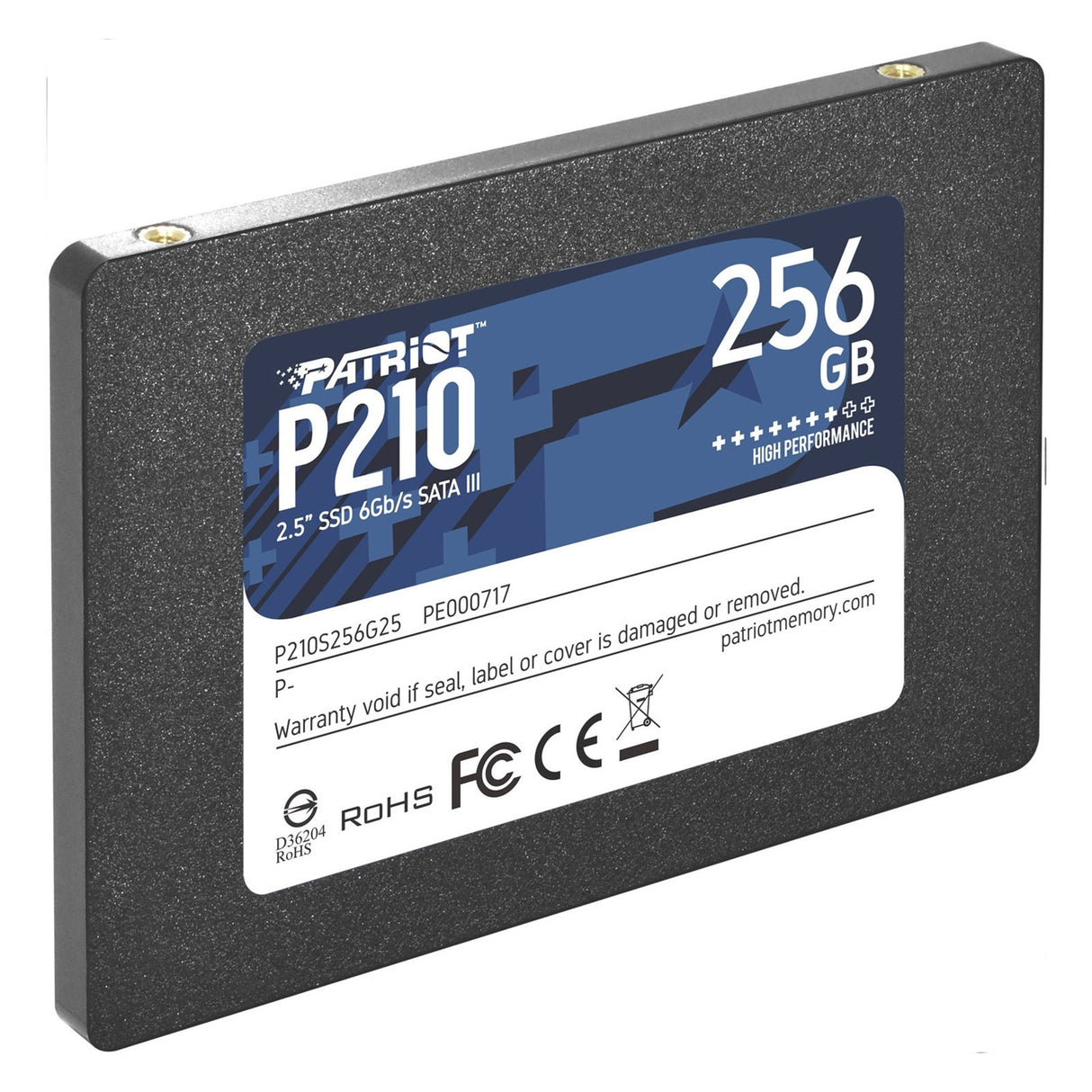 Patriot P210 (P210S256G25) 256GB 2.5 Inch SSD, Sata 3 Interface, Read 500MB/s, Write 400MB/s, 3 Year Warranty