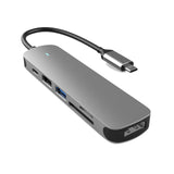 Prevo C605A 6-In-1 USB-C 4K Media and Data Transfer Hub Docking Station with 60W Passthrough, USB-C, HDMI, SD, USB-A for PC, Laptop, Tablet - Windows and Mac iOS Compatible