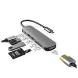 Prevo C605A 6-In-1 USB-C 4K Media and Data Transfer Hub Docking Station with 60W Passthrough, USB-C, HDMI, SD, USB-A for PC, Laptop, Tablet - Windows and Mac iOS Compatible