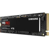 Samsung 990 PRO(MZ-V9P4T0BW ) 4TB NVMe SSD, PCIe Gen4, M.2 Interface, 2280, Read 7450 MB/s, Write 6900 MB/s, 5 Year Warranty