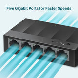 TP-Link LiteWave LS1005G 5-Port 10/100/1000Mbps Gigabit Desktop Network Switch