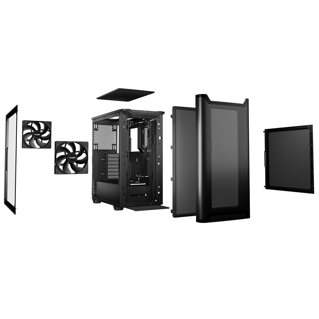be quiet! Pure Base 501 Airflow Window Black ATX Mid Tower Case with USB-A, USB-C, 2 x Pure Wings 2 140mm Black PWM Fans, Sleek Front Panel and Airflow Cover