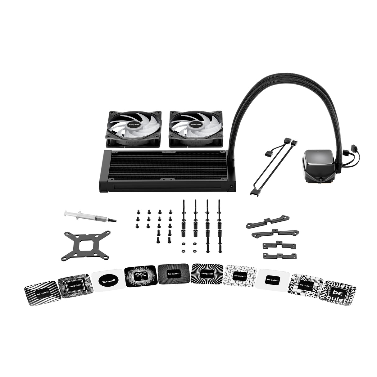 be quiet! Pure Loop 3 LX Liquid CPU Cooler, Universal Socket, 240mm Radiator, 2 x Light Wings LX PWM High Speed, Stylish ARGB cooling block featuring 10 included lighting foils, 3-year manufacurer's warranty.