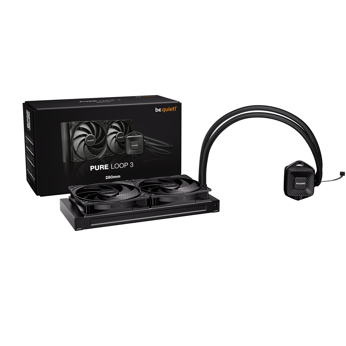 be quiet! Pure Loop 3 Liquid CPU Cooler, Universal Socket, 280mm Radiator, 2 x Pure Wings 3 140mm PWM High Speed, 3-year manufacurer's warranty.