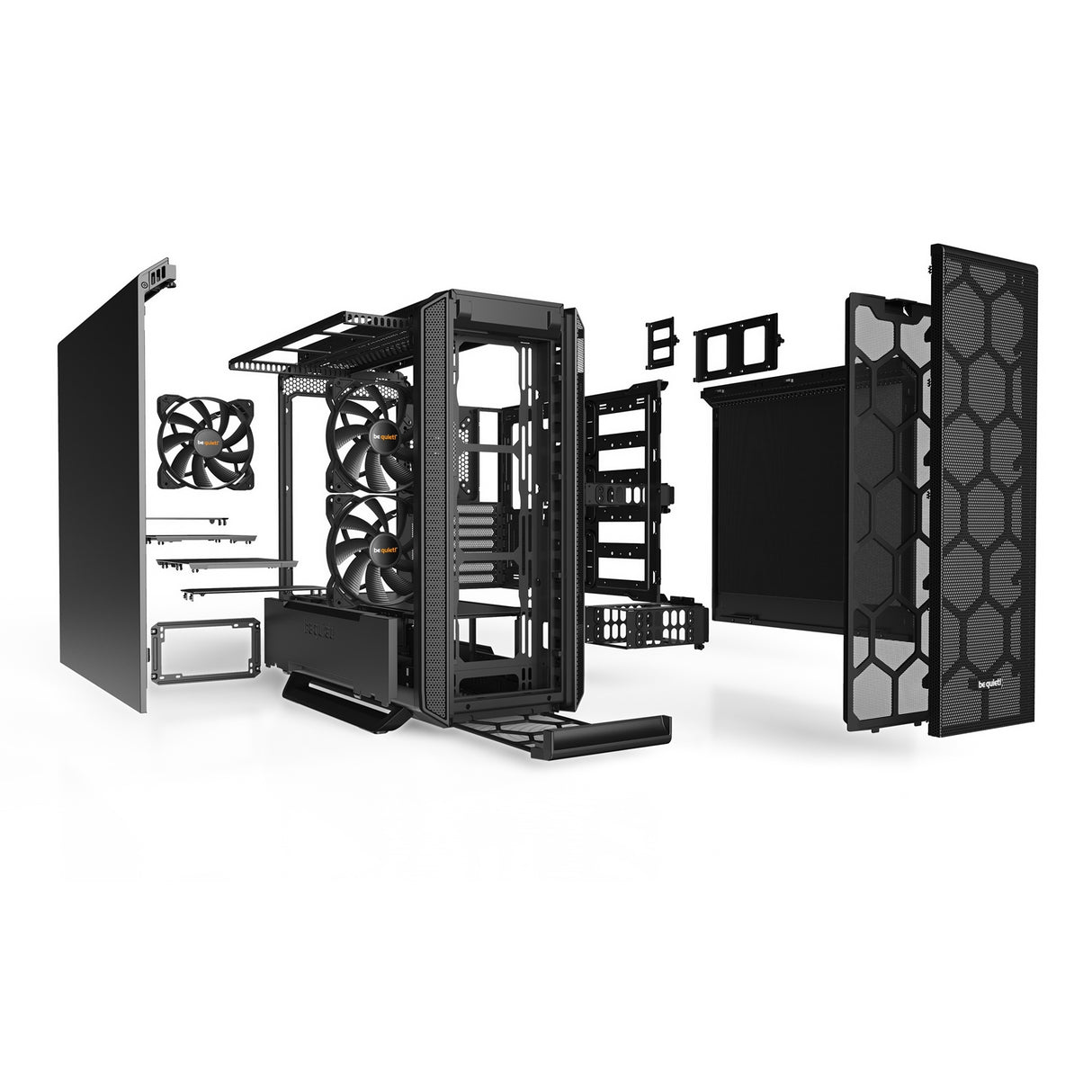 be quiet! Silent Base 802 Case, Black, Mid Tower, 2 x USB 3.2 Gen 1 Type-A / 1 x USB 3.2 Gen 2 Type-C, 10mm Front & Side Sound-Dampening Mats, 3 x Pure Wings 2 140mm Black PWM Fans Included, Interchangeable Top & Front Panels