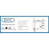 piXL Desk-Mounted Fully-Adjustable Single Monitor Arm for Screens up to 32 inch with VESA Mount & Built-In Cable Management